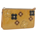 LOUIS VUITTON Monogram Vernis Lexington Pouch Flower Beige M92246 LV Auth 196561-1