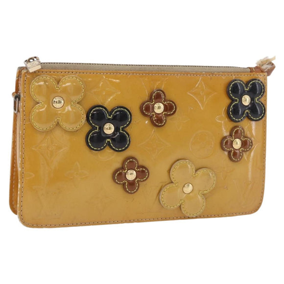 LOUIS VUITTON Monogram Vernis Lexington Pouch Flower Beige M92246 LV Auth 196561