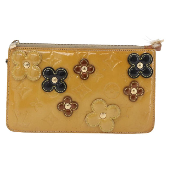 LOUIS VUITTON Monogram Vernis Lexington Pouch Flower Beige M92246 LV Auth 196561