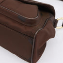 CELINE Hand Bag Nylon Brown Gold Auth 196564-10