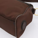 CELINE Hand Bag Nylon Brown Gold Auth 196564-12