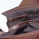 CELINE Hand Bag Nylon Brown Gold Auth 196564-14