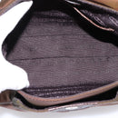 CELINE Hand Bag Nylon Brown Gold Auth 196564-15