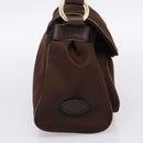 CELINE Hand Bag Nylon Brown Gold Auth 196564-4