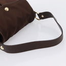 CELINE Hand Bag Nylon Brown Gold Auth 196564-7