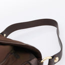 CELINE Hand Bag Nylon Brown Gold Auth 196564-8