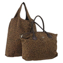 BOTTEGAVENETA Hand Bag Nylon 2 Set Brown Silver Auth 196566-1