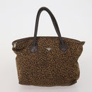 BOTTEGAVENETA Hand Bag Nylon 2 Set Brown Silver Auth 196566-10