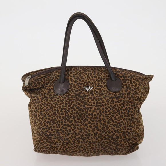 BOTTEGAVENETA Hand Bag Nylon 2 Set Brown Silver Auth 196566