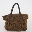 BOTTEGAVENETA Hand Bag Nylon 2 Set Brown Silver Auth 196566-11