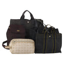 HERMES Valentino Chanel New Travel Line Bag Nylon Canvas 5 Set Black Auth 196569-1