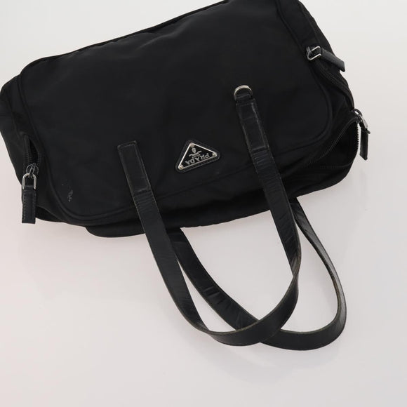 PRADA Hand Bag Nylon Leather 3 Set Black Auth 196571