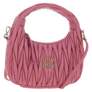 Miu Miu Matelasse Wonder Hand Bag Leather 2way Pink Gold Auth 196578M-1