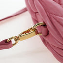 Miu Miu Matelasse Wonder Hand Bag Leather 2way Pink Gold Auth 196578M-14