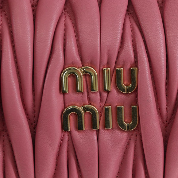 Miu Miu Matelasse Wonder Hand Bag Leather 2way Pink Gold Auth 196578M
