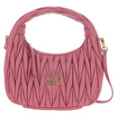Miu Miu Matelasse Wonder Hand Bag Leather 2way Pink Gold Auth 196578M-2