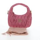 Miu Miu Matelasse Wonder Hand Bag Leather 2way Pink Gold Auth 196578M-23