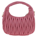 Miu Miu Matelasse Wonder Hand Bag Leather 2way Pink Gold Auth 196578M-3