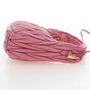 Miu Miu Matelasse Wonder Hand Bag Leather 2way Pink Gold Auth 196578M-5