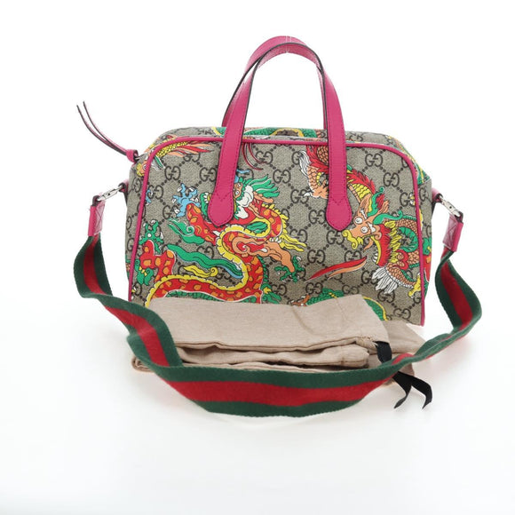 GUCCI GG Supreme Children's Hand Bag PVC 2way Beige Silver 525518 Auth 196579SAM