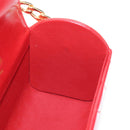 CHANEL Mademoiselle Chain Matelasse Hand Bag Lamb Skin Red Gold CC Auth 196580SV-21