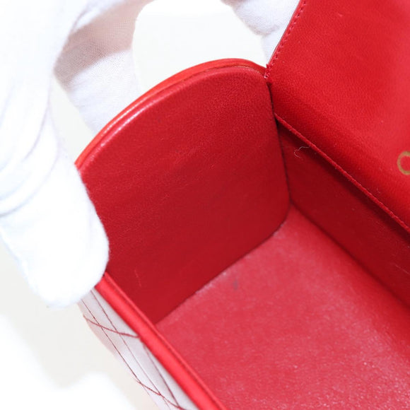 CHANEL Mademoiselle Chain Matelasse Hand Bag Lamb Skin Red Gold CC Auth 196580SV