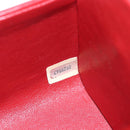 CHANEL Mademoiselle Chain Matelasse Hand Bag Lamb Skin Red Gold CC Auth 196580SV-11