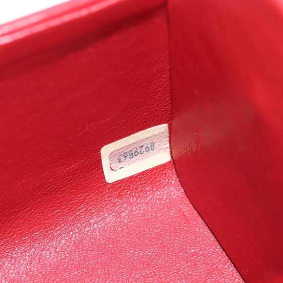 CHANEL Mademoiselle Chain Matelasse Hand Bag Lamb Skin Red Gold CC Auth 196580SV