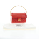 CHANEL Mademoiselle Chain Matelasse Hand Bag Lamb Skin Red Gold CC Auth 196580SV-12