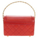 CHANEL Mademoiselle Chain Matelasse Hand Bag Lamb Skin Red Gold CC Auth 196580SV-2
