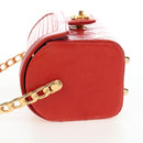CHANEL Mademoiselle Chain Matelasse Hand Bag Lamb Skin Red Gold CC Auth 196580SV-3
