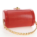 CHANEL Mademoiselle Chain Matelasse Hand Bag Lamb Skin Red Gold CC Auth 196580SV-6