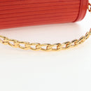 CHANEL Mademoiselle Chain Matelasse Hand Bag Lamb Skin Red Gold CC Auth 196580SV-7