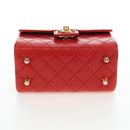CHANEL Mademoiselle Chain Matelasse Hand Bag Lamb Skin Red Gold CC Auth 196580SV-5