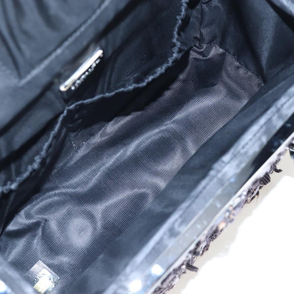 CHANEL Paris New York Line Chain Vanity Bag Tweed Gray Silver CC Auth 196581M