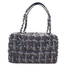 CHANEL Paris New York Line Chain Vanity Bag Tweed Gray Silver CC Auth 196581M-3