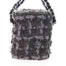 CHANEL Paris New York Line Chain Vanity Bag Tweed Gray Silver CC Auth 196581M-4
