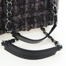 CHANEL Paris New York Line Chain Vanity Bag Tweed Gray Silver CC Auth 196581M-9