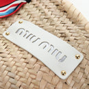 Miu Miu Straw Bag Hand Bag Raffia Beige Gold Auth 196583M-17