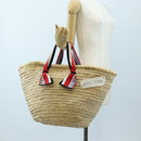 Miu Miu Straw Bag Hand Bag Raffia Beige Gold Auth 196583M-29