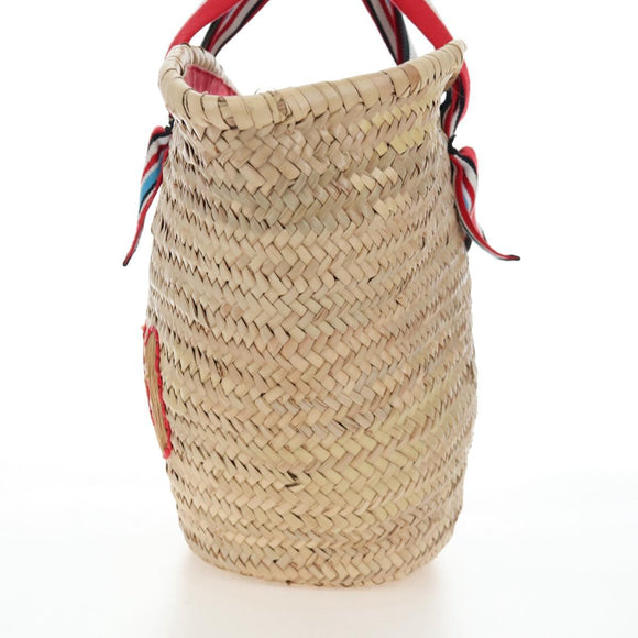 Miu Miu Straw Bag Hand Bag Raffia Beige Gold Auth 196583M