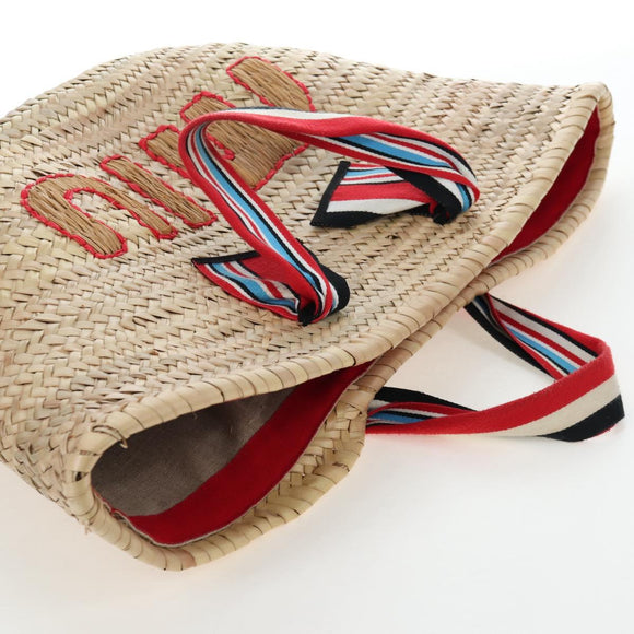 Miu Miu Straw Bag Hand Bag Raffia Beige Gold Auth 196583M
