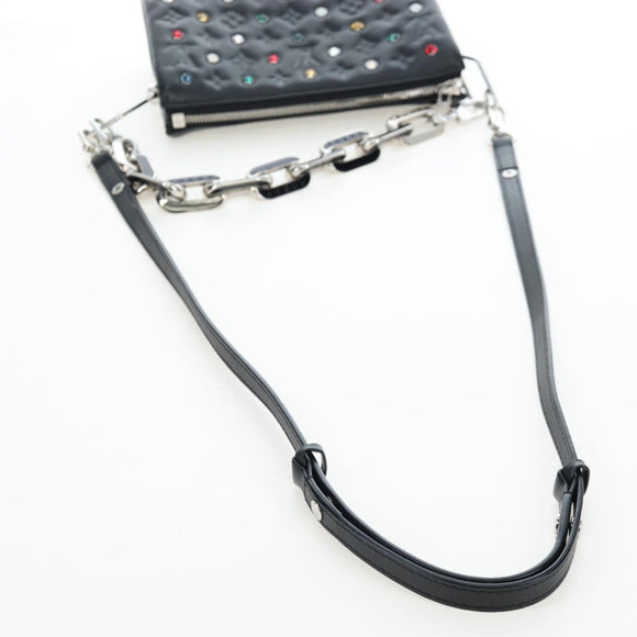 LOUIS VUITTON Monogram Emboss Kussan BB Shoulder Bag Black M22429 Auth 196585V