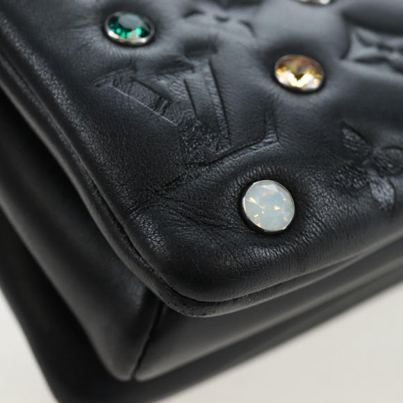 LOUIS VUITTON Monogram Emboss Kussan BB Shoulder Bag Black M22429 Auth 196585V