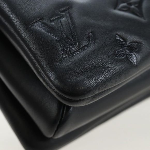LOUIS VUITTON Monogram Emboss Kussan BB Shoulder Bag Black M22429 Auth 196585V