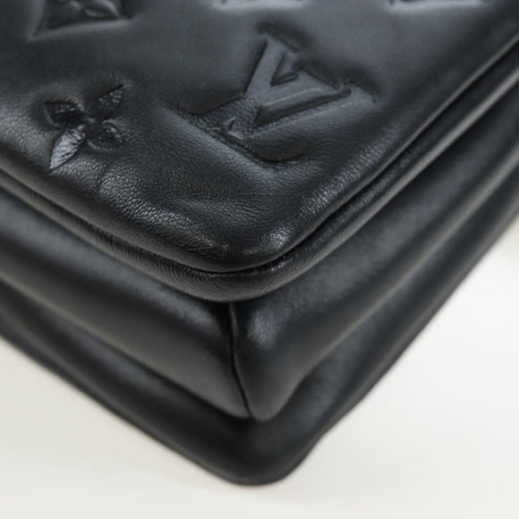 LOUIS VUITTON Monogram Emboss Kussan BB Shoulder Bag Black M22429 Auth 196585V