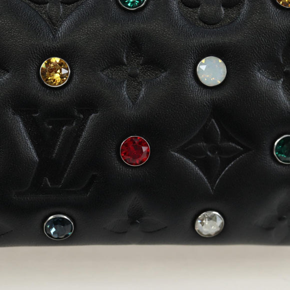 LOUIS VUITTON Monogram Emboss Kussan BB Shoulder Bag Black M22429 Auth 196585V