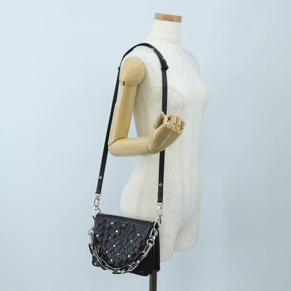 LOUIS VUITTON Monogram Emboss Kussan BB Shoulder Bag Black M22429 Auth 196585V