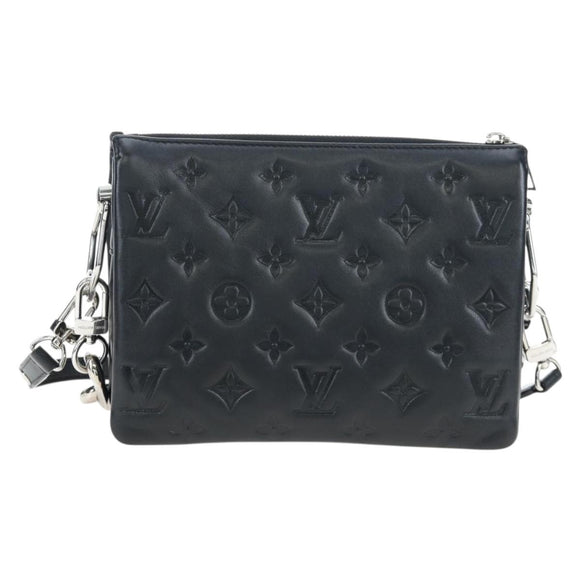 LOUIS VUITTON Monogram Emboss Kussan BB Shoulder Bag Black M22429 Auth 196585V