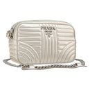 PRADA Diagram Chain Shoulder Bag Leather Champagne Gold Auth 196586V-1